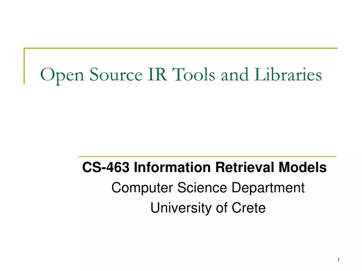 open source ir tools and libraries