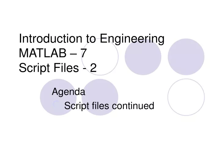 introduction to engineering matlab 7 script files 2