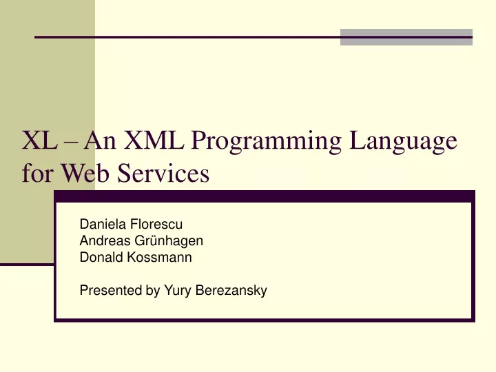 xl an xml programming language for web services