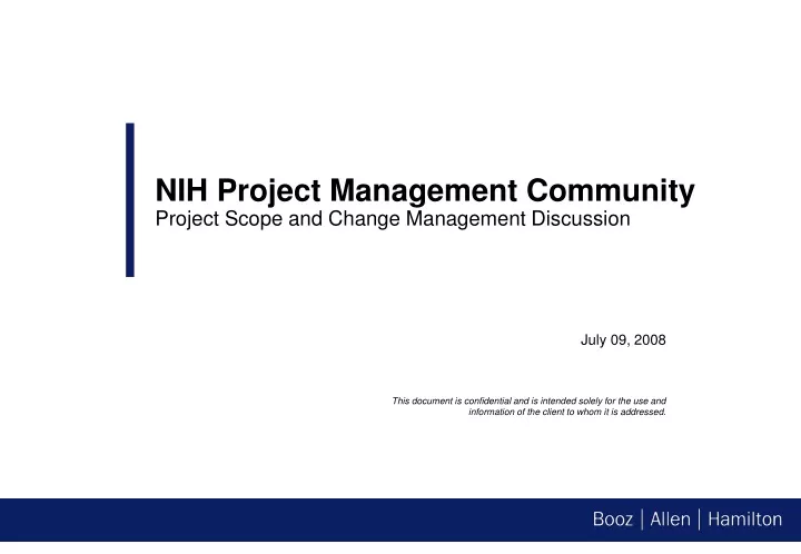 nih project management community project scope