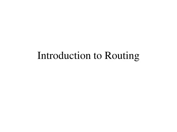 introduction to routing
