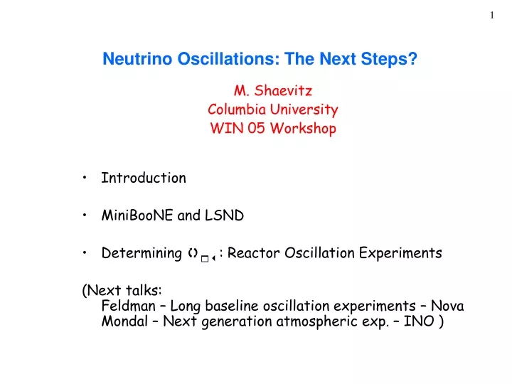 neutrino oscillations the next steps