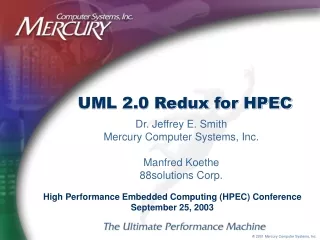 UML 2.0 Redux for HPEC