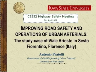 I MPROVING ROAD SAFETY AND OPERATIONS OF URBAN ARTERIALS: