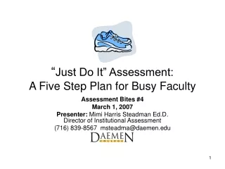 “ Just Do It” Assessment: A Five Step Plan for Busy Faculty