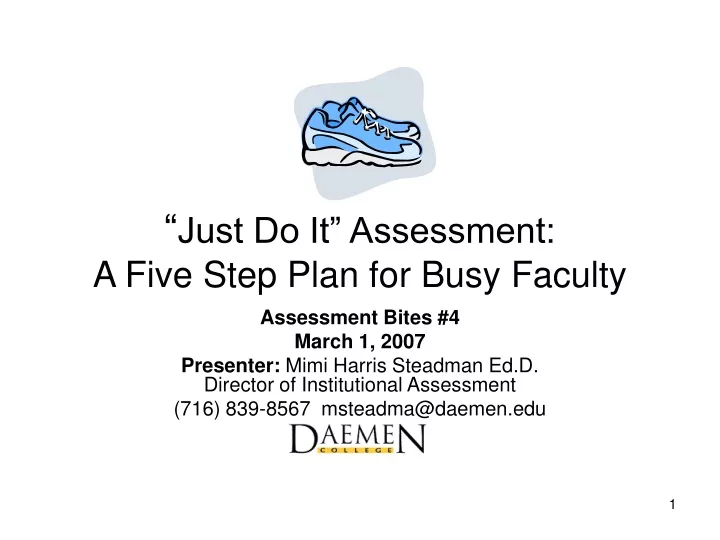 just do it assessment a five step plan for busy faculty