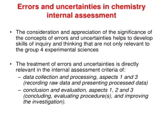 Errors and uncertainties in chemistry internal assessment