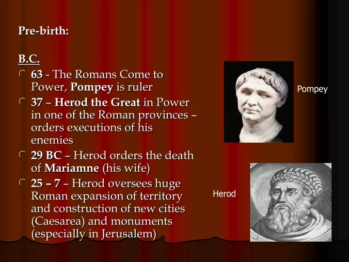 pre birth b c 63 the romans come to power pompey