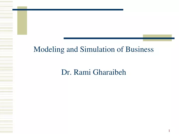 modeling and simulation of business dr rami