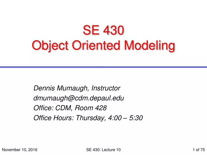 se 430 object oriented modeling