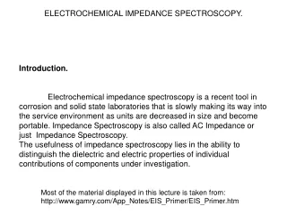 ELECTROCHEMICAL IMPEDANCE SPECTROSCOPY.