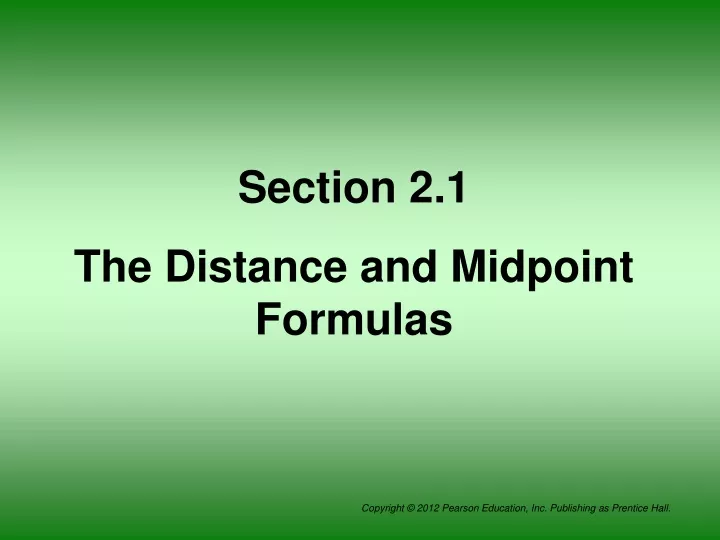 section 2 1 the distance and midpoint formulas
