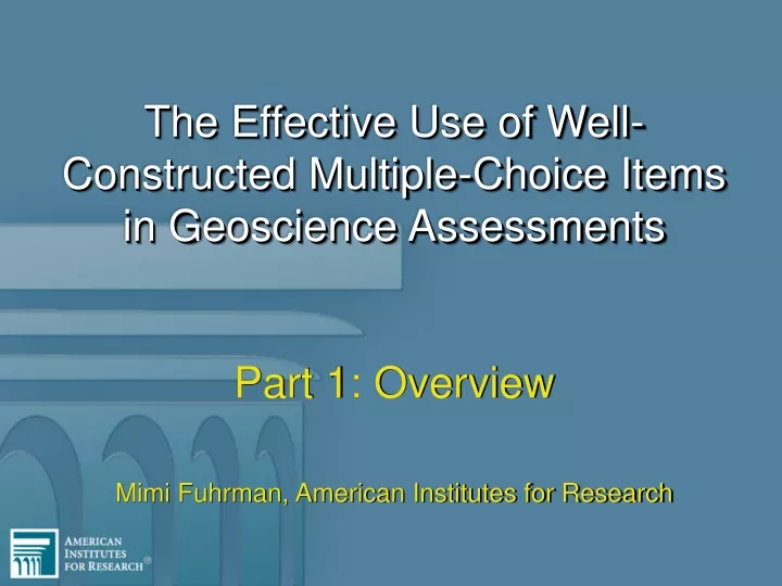 the effective use of well constructed multiple
