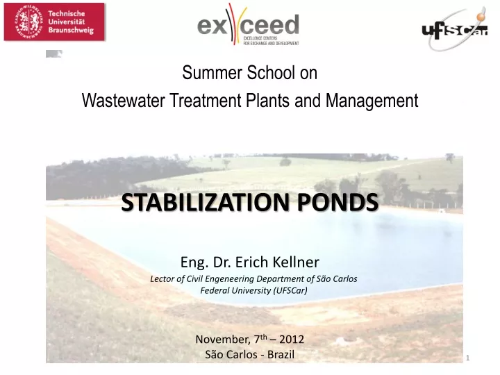 stabilization ponds eng dr erich kellner november 7 th 2012 s o carlos brazil