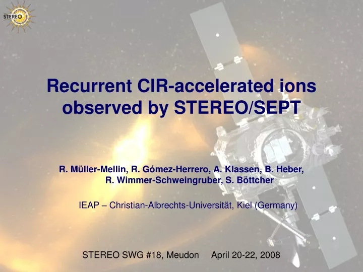 recurrent cir accelerated ions observed by stereo