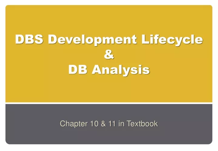 dbs development lifecycle db analysis
