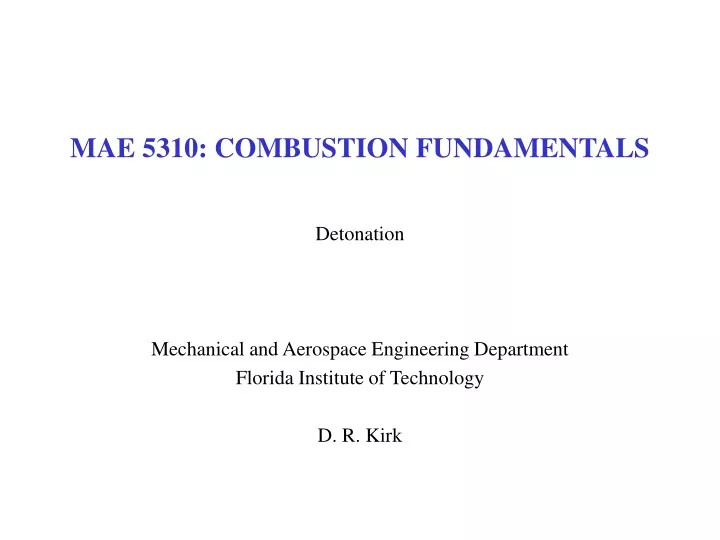 mae 5310 combustion fundamentals