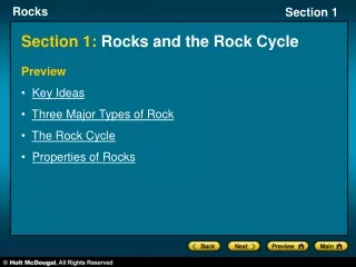 Section 1:  Rocks and the Rock Cycle