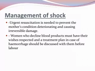 Management of shock