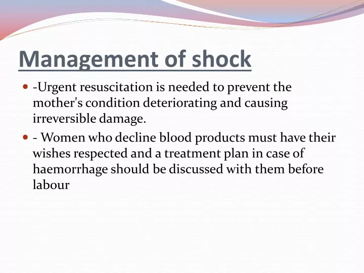 management of shock