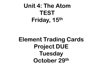 Unit 4: The Atom TEST  Friday, 15 th