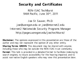 Security and Certificates