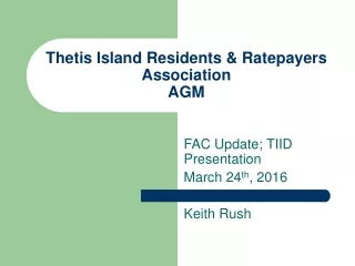 Thetis Island Residents &amp; Ratepayers Association AGM
