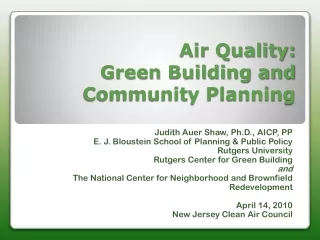 Air Quality:  Green Building and Community Planning