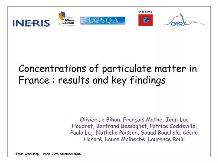 concentrations of particulate matter in france results and key findings