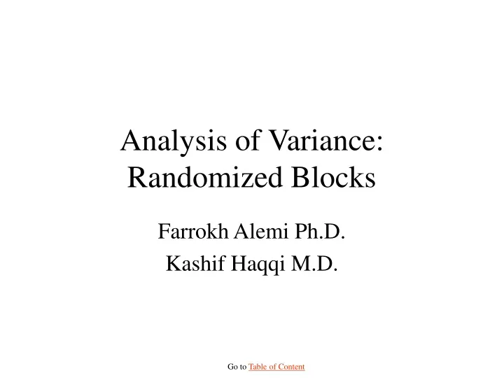 analysis of variance randomized blocks