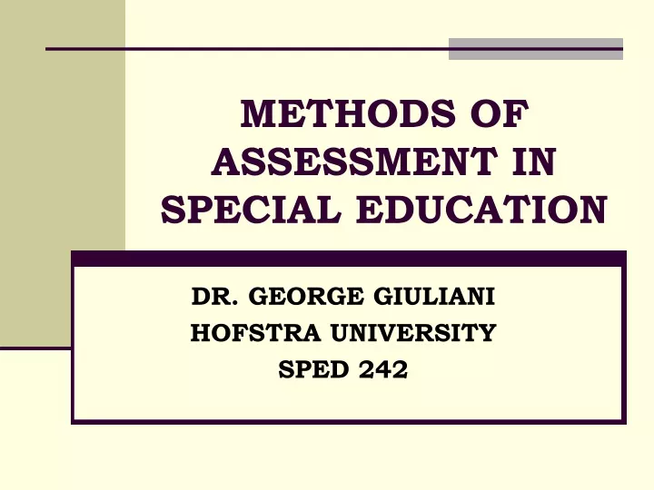 methods of assessment in special education