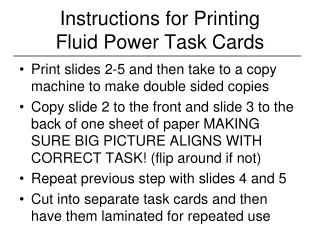 Instructions for Printing  Fluid Power Task Cards
