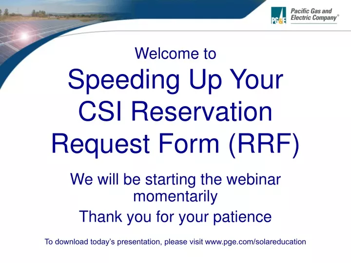 welcome to speeding up your csi reservation request form rrf