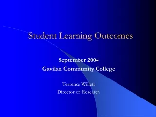Student Learning Outcomes