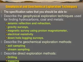 Geophysical and Geochemical Exploration Techniques