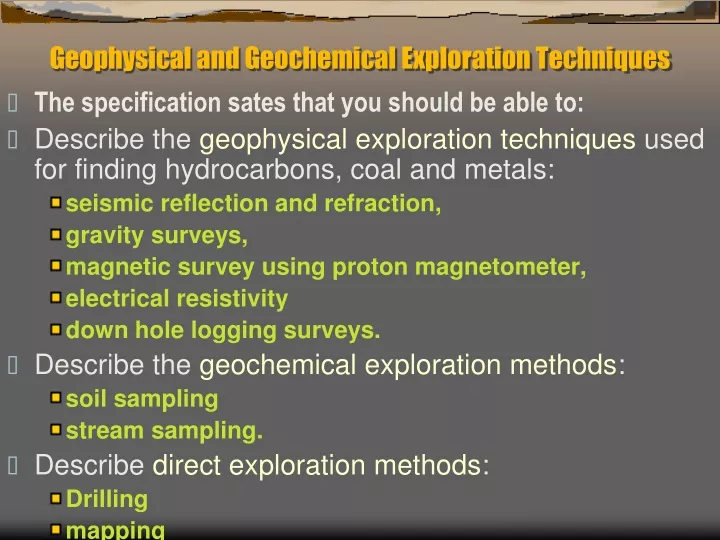 geophysical and geochemical exploration techniques