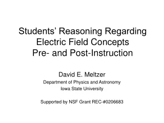 Students’ Reasoning Regarding Electric Field Concepts  Pre- and Post-Instruction