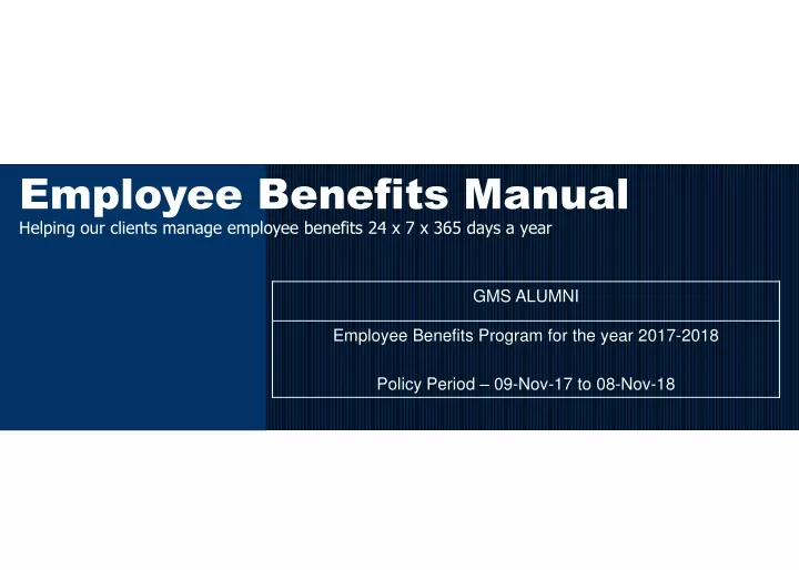 employee benefits manual helping our clients