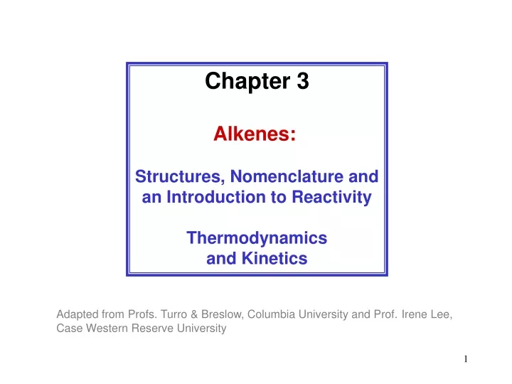 chapter 3 alkenes structures nomenclature