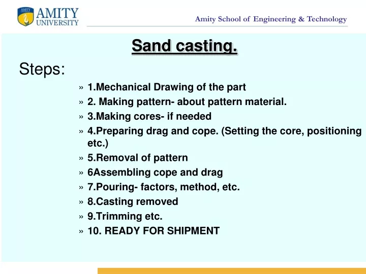sand casting steps 1 mechanical drawing