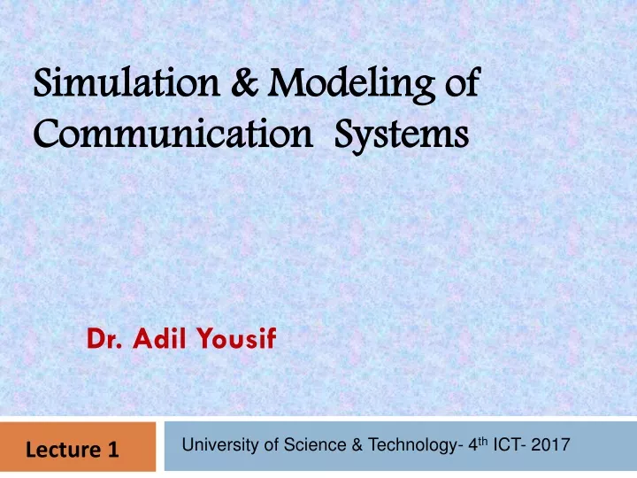 simulation modeling of communication systems