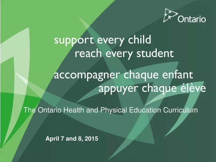 the ontario health and physical education