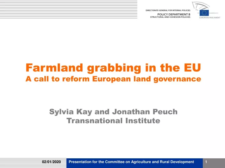 farmland grabbing in the eu a call to reform