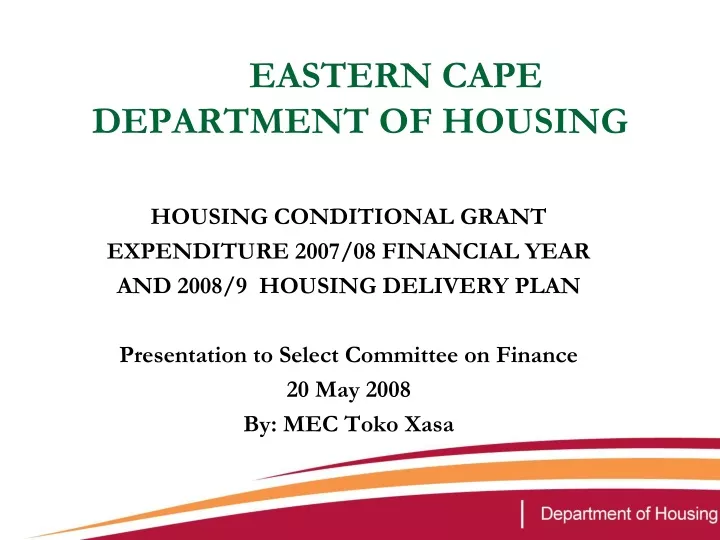 eastern cape department of housing