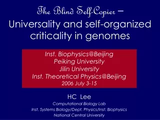 HC  Lee Computational Biology Lab Inst. Systems Biology/Dept. Physics/Inst. Biophysics