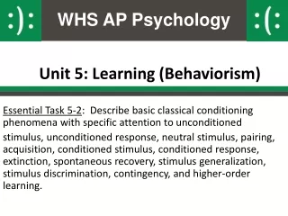 Unit 5: Learning (Behaviorism)