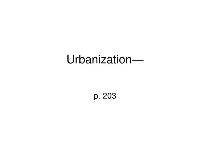 urbanization