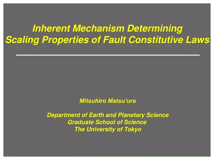 inherent mechanism determining scaling properties