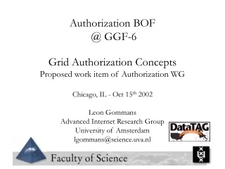 Authorization BOF  @ GGF-6 Grid Authorization Concepts Proposed work item of Authorization WG