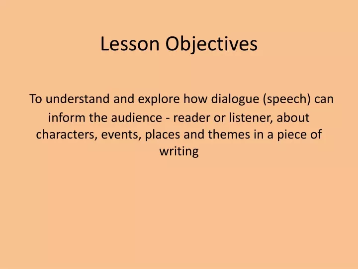 lesson objectives to understand and explore